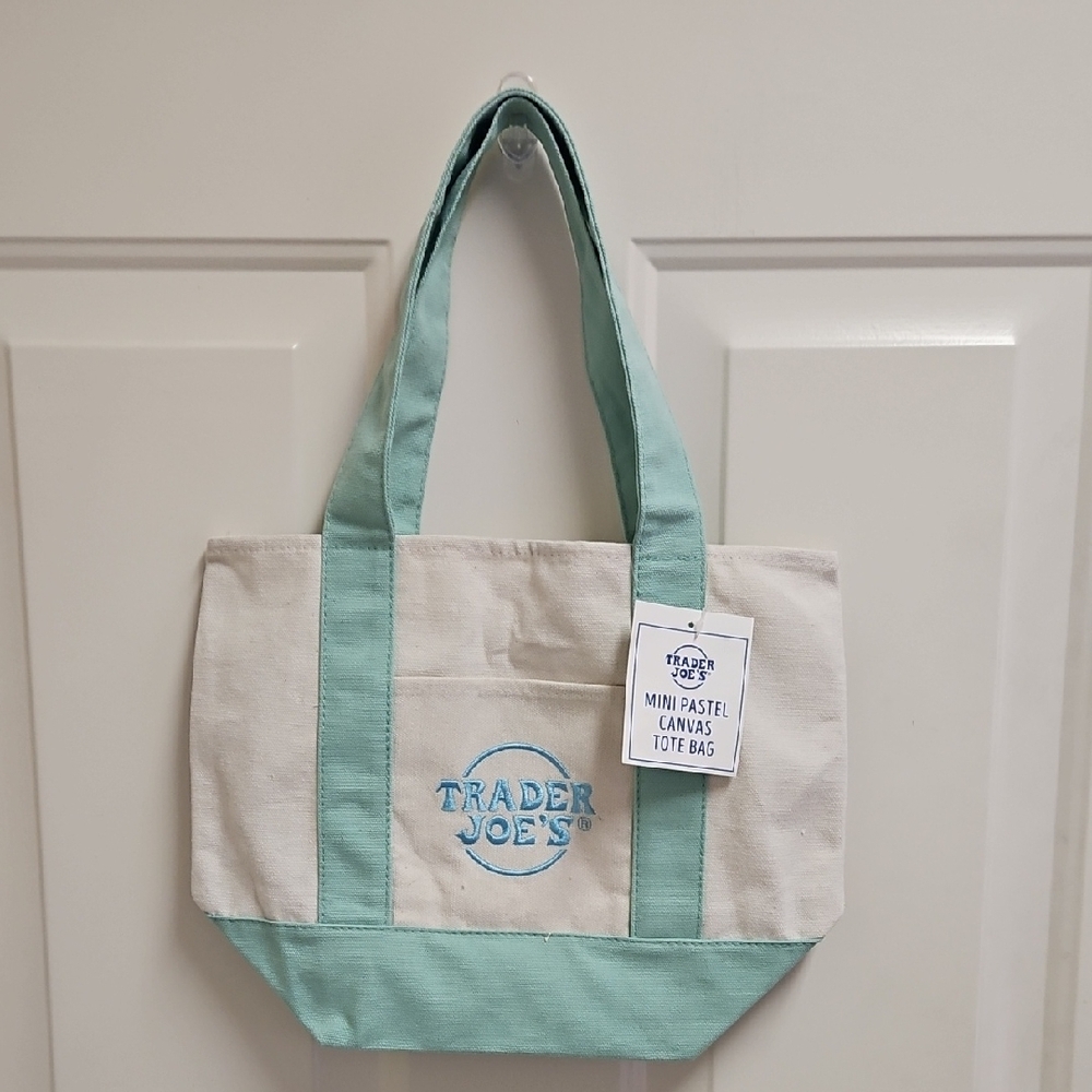 Mint and Cream Canvas Tote Bag